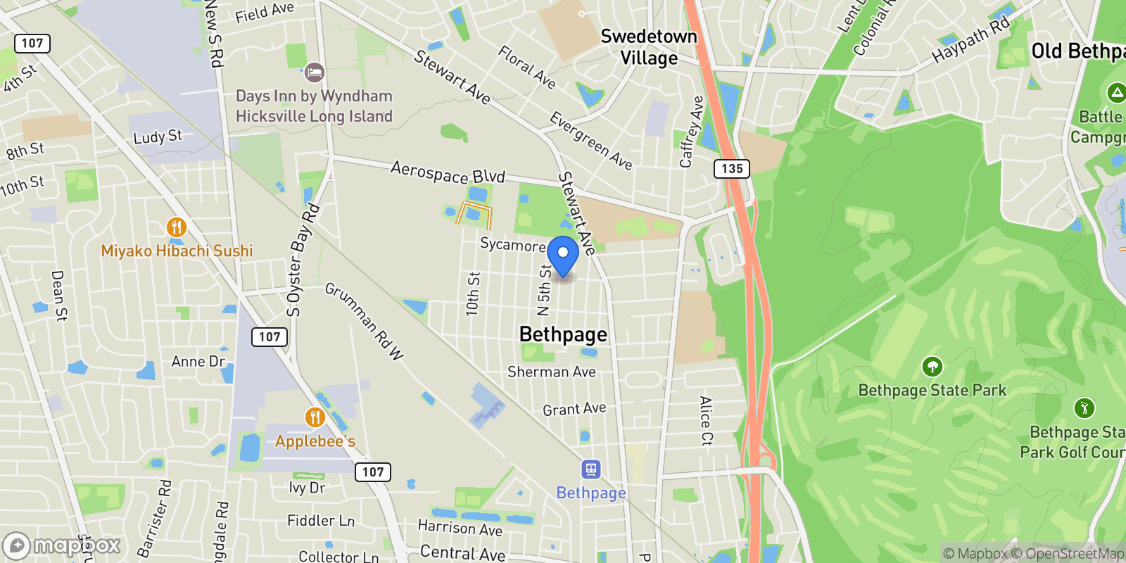 Map showing 139 Maple Avenue, Bethpage, NY 11714, Bethpage, New York, United States.
