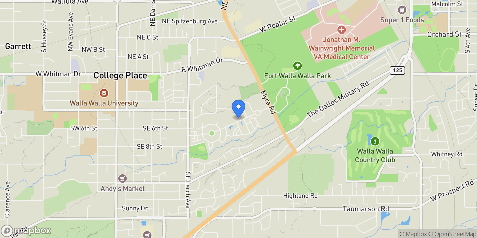 Map showing 1096 SE Falcon Dr, College Place, WA 99324, College Place, Washington, United States.