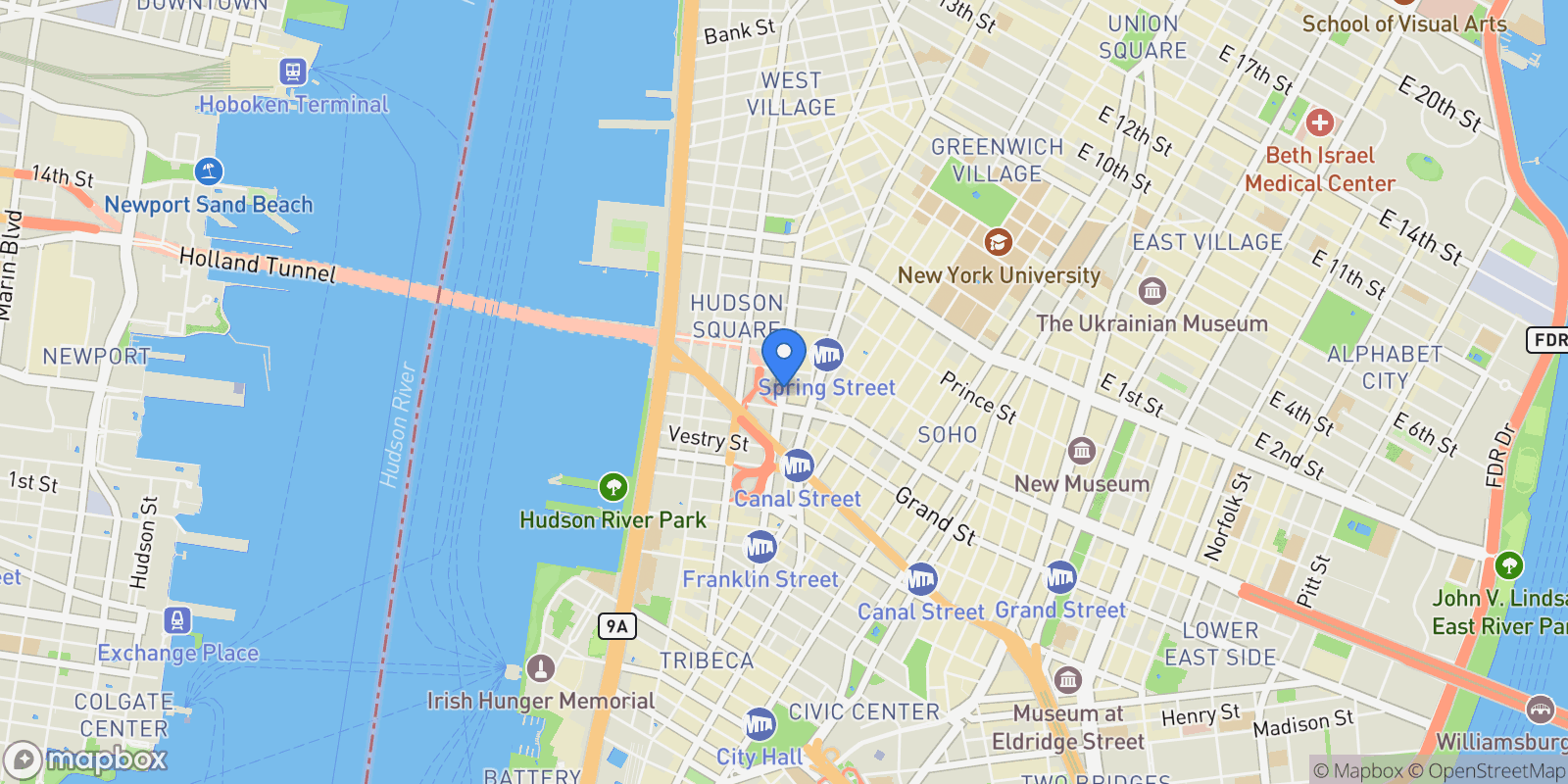 Map showing New York, New York, United States.
