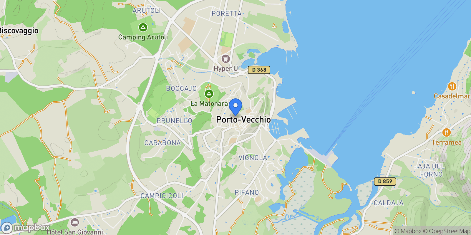 Map showing corse du sud, Porto-Vecchio, Corsica, France.