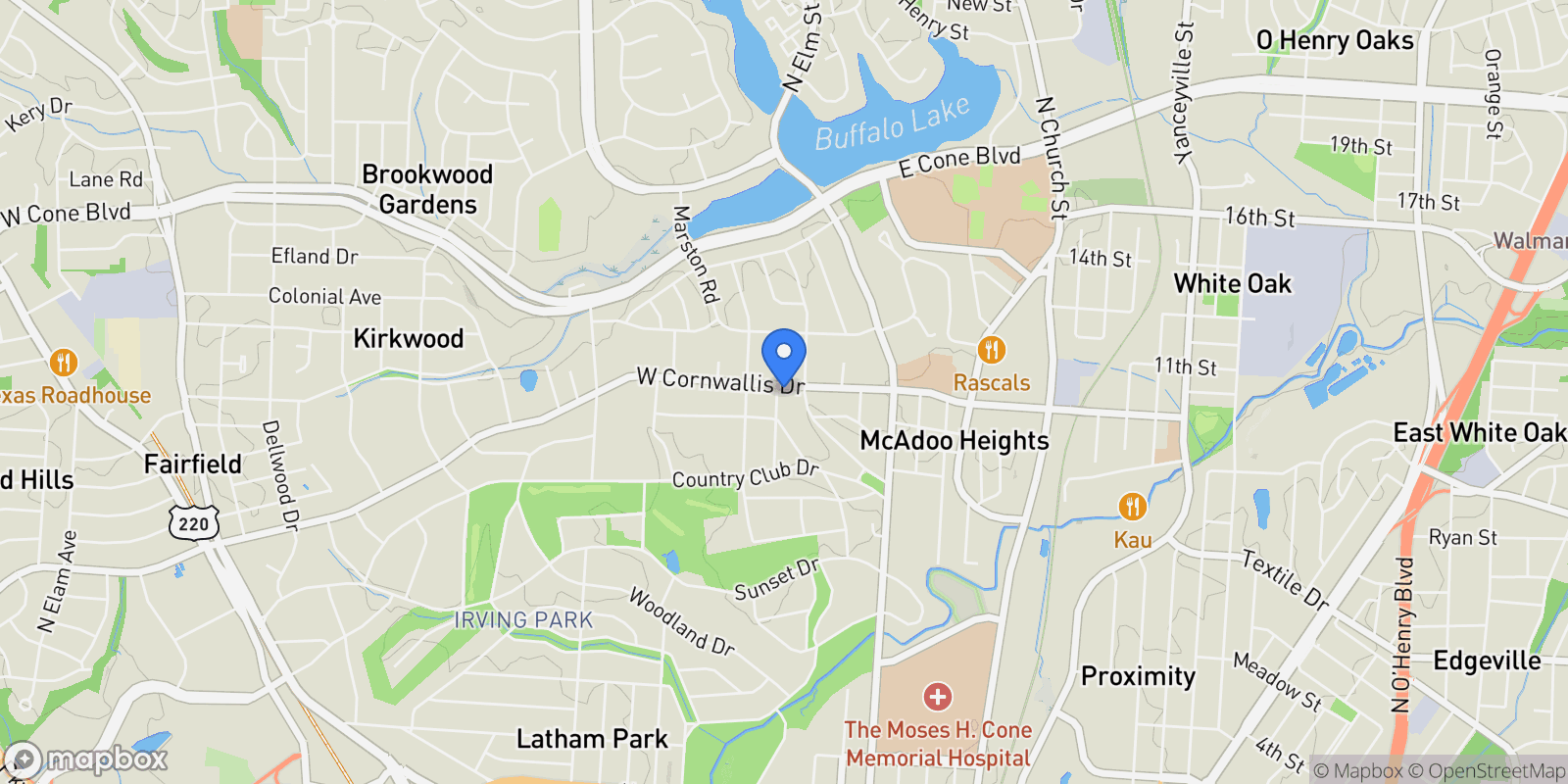 Map showing 2006 Dalton Road, Greensboro, North Carolina, United States.