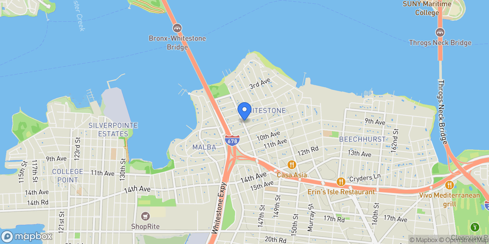 Map showing 707 147th Street, Whitestone, NY 11357, New York, New York, United States.