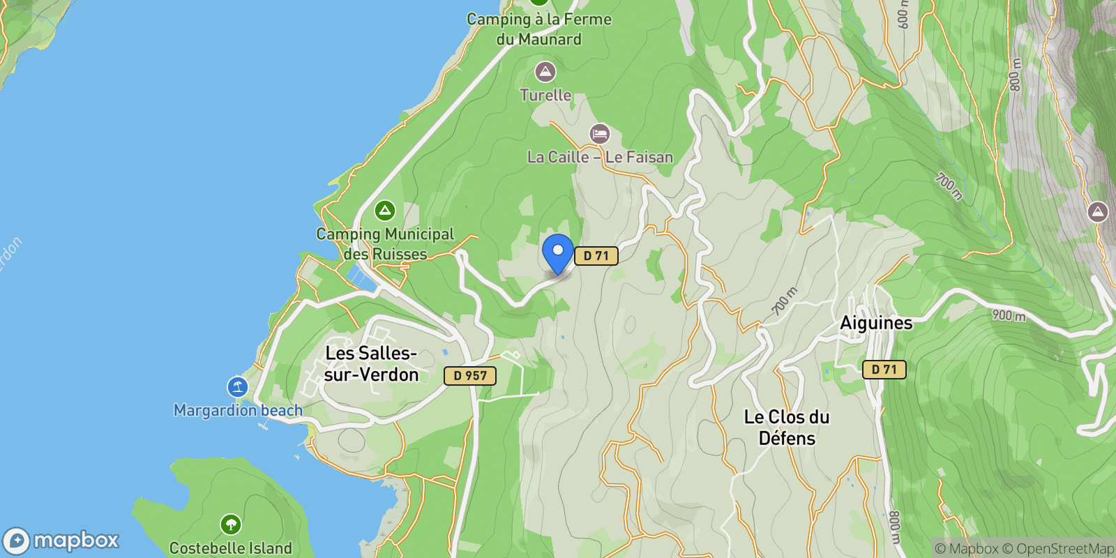 Map showing LE VILLAGE, var, Aiguines, Provence-Alpes-Côte d'Azur, France.