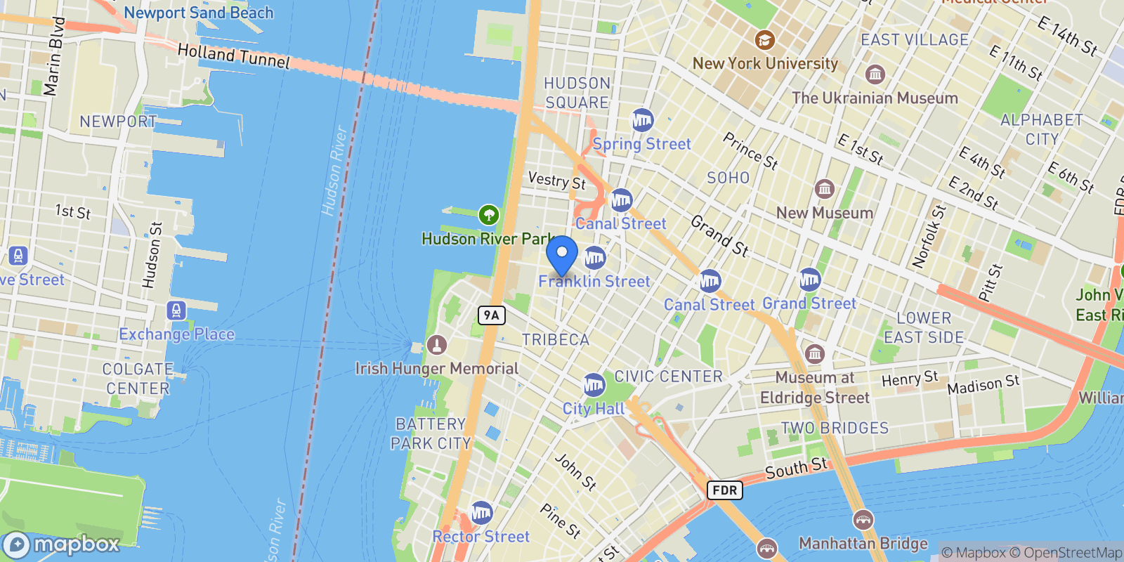 Map showing New York, New York, United States.