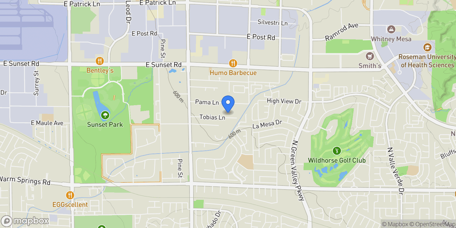 Map showing 3630 Tobias Lane, Las Vegas, Nevada, United States.