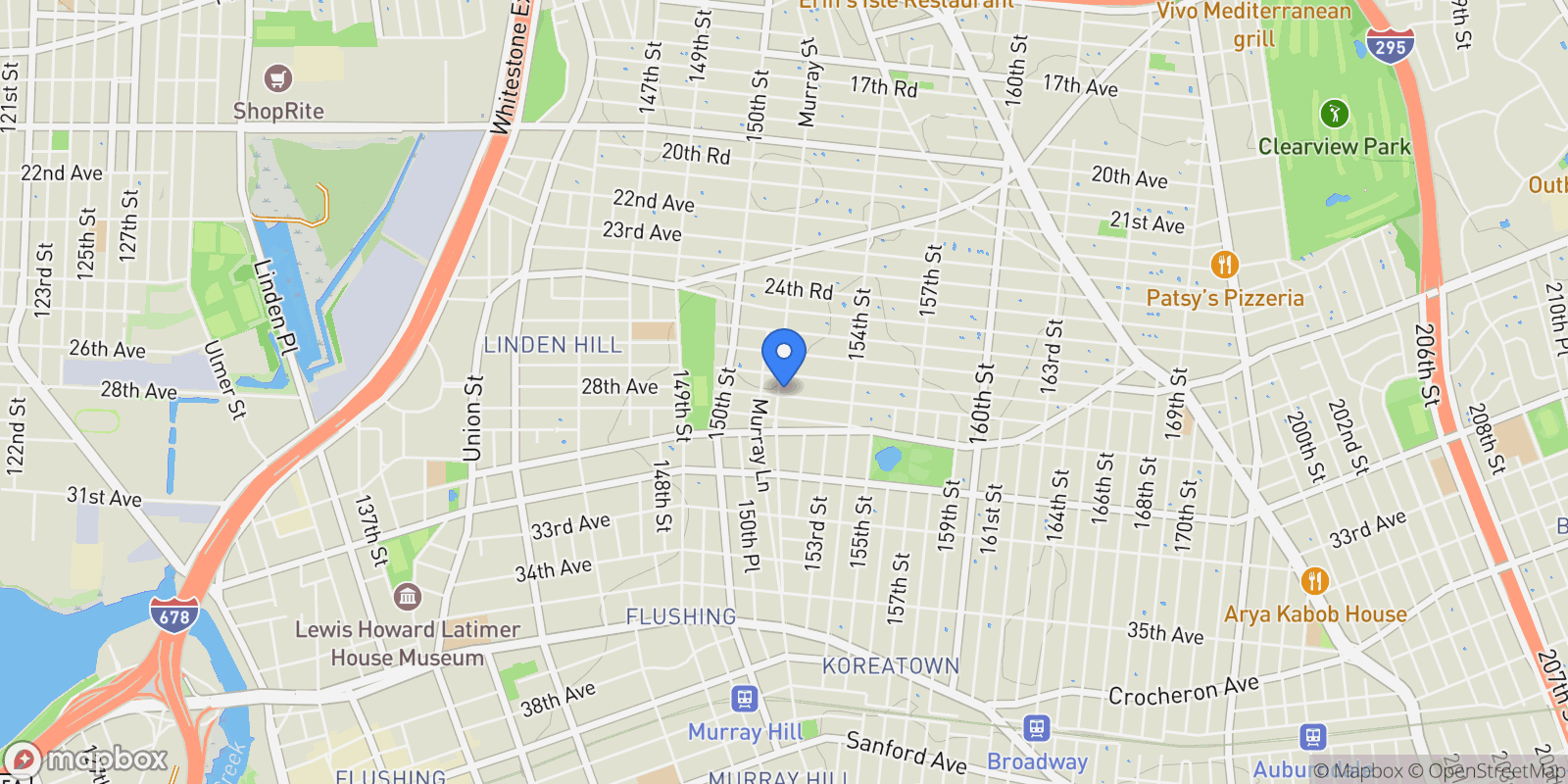 Map showing 27-19 Murray Street, Flushing, NY 11354, New York, New York, United States.