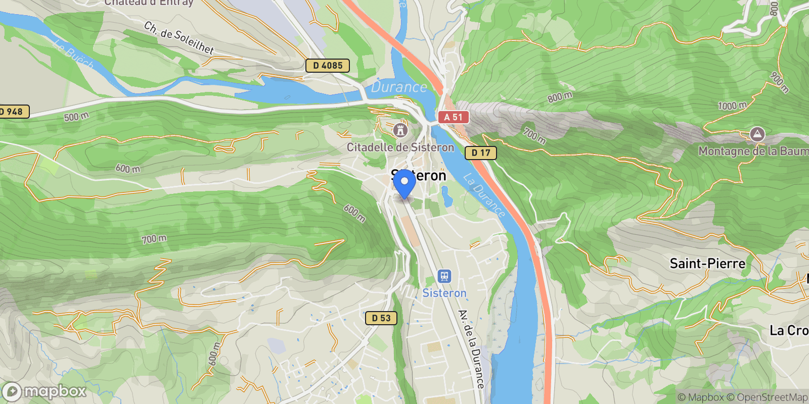 Map showing alpes de haute provence, Sisteron, Provence-Alpes-Côte d'Azur, France.