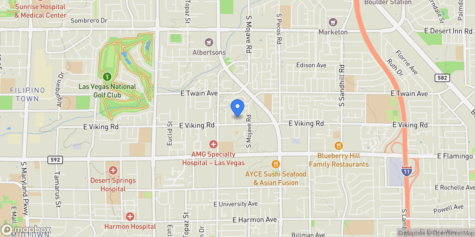 Map showing 3860 Hildebrand Lane, Las Vegas, Nevada, United States.