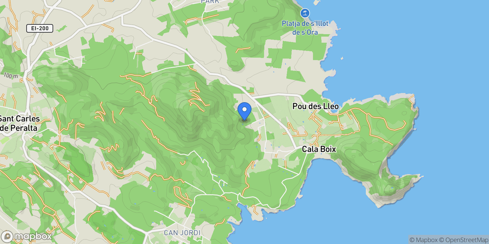 Map showing Santa Eularia des Riu, Balearic Islands, Spain.