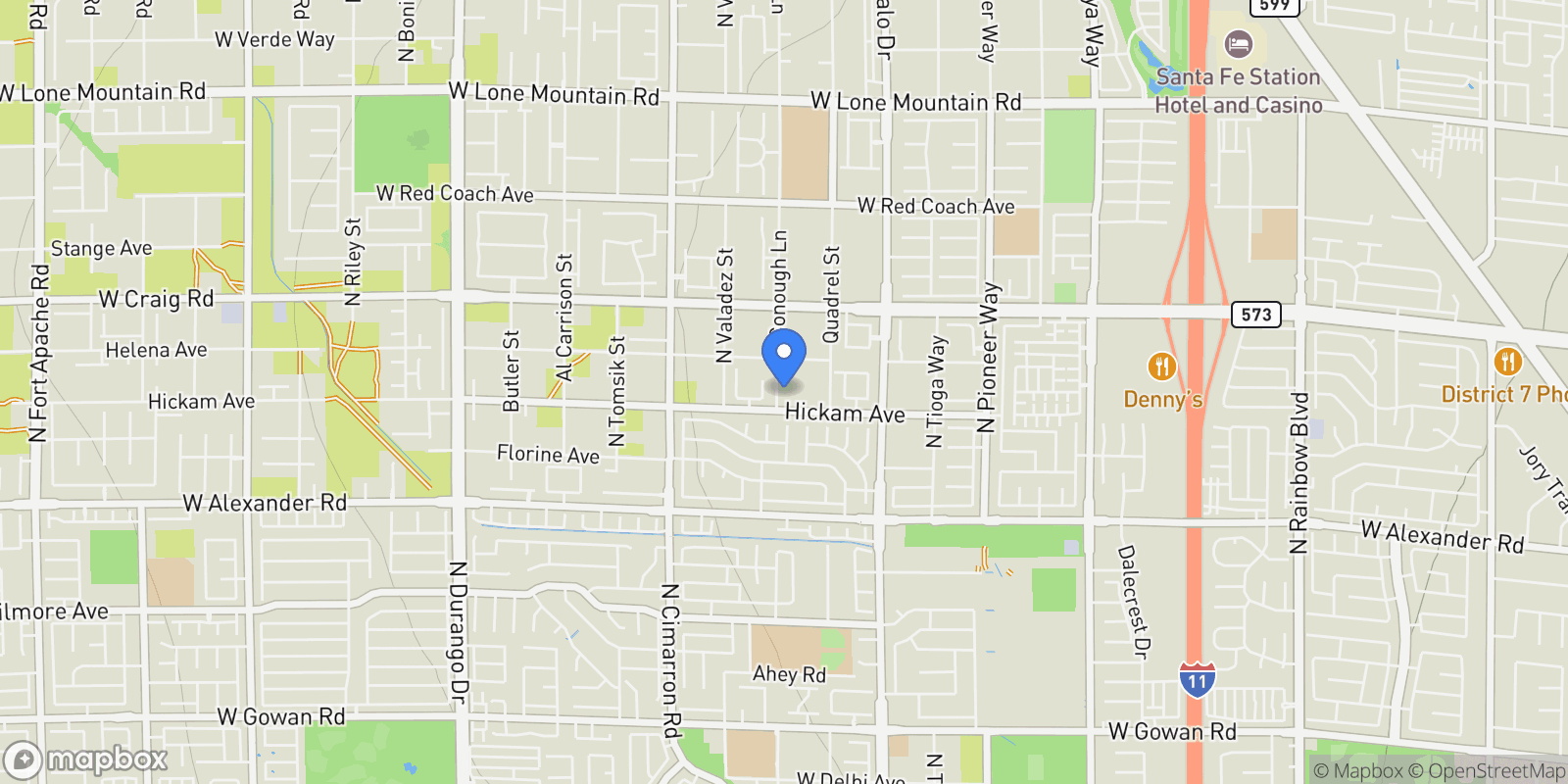 Map showing 7780 Hickam Avenue, Las Vegas, Nevada, United States.