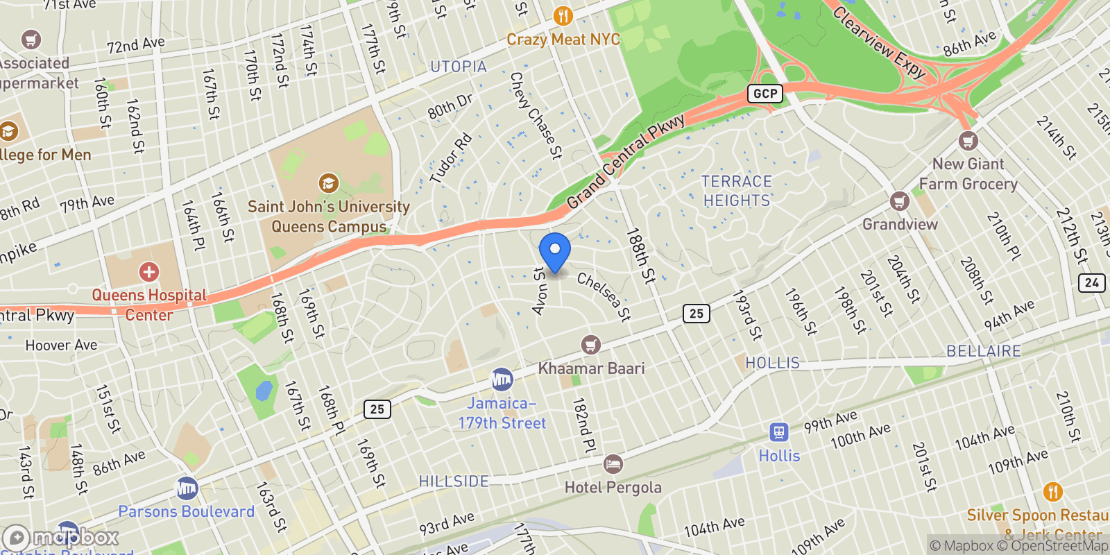 Map showing 86-22 Somerset Street, Jamaica Estates, NY 11432, New York, New York, United States.