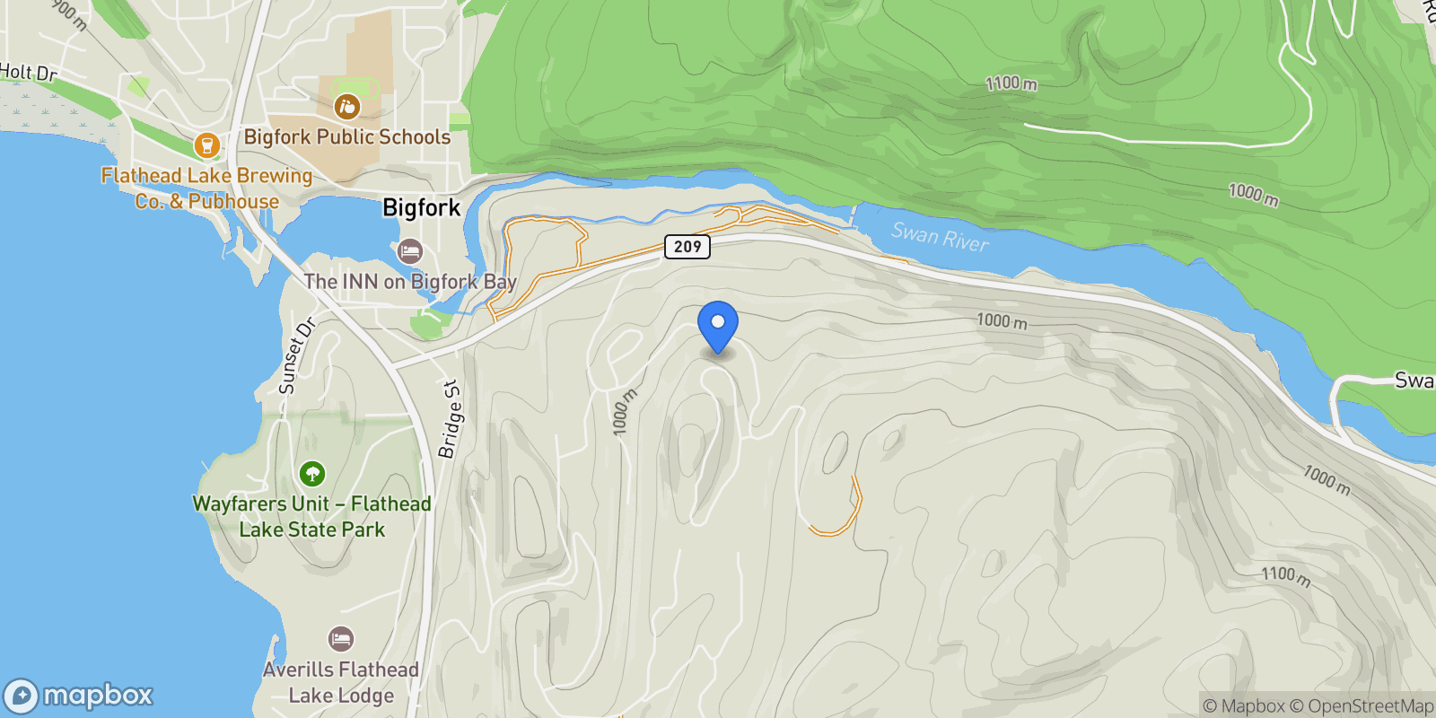 Map showing 183 and 171 Chief Cliff Trail, Bigfork, MT 59911, Bigfork, Montana, United States.
