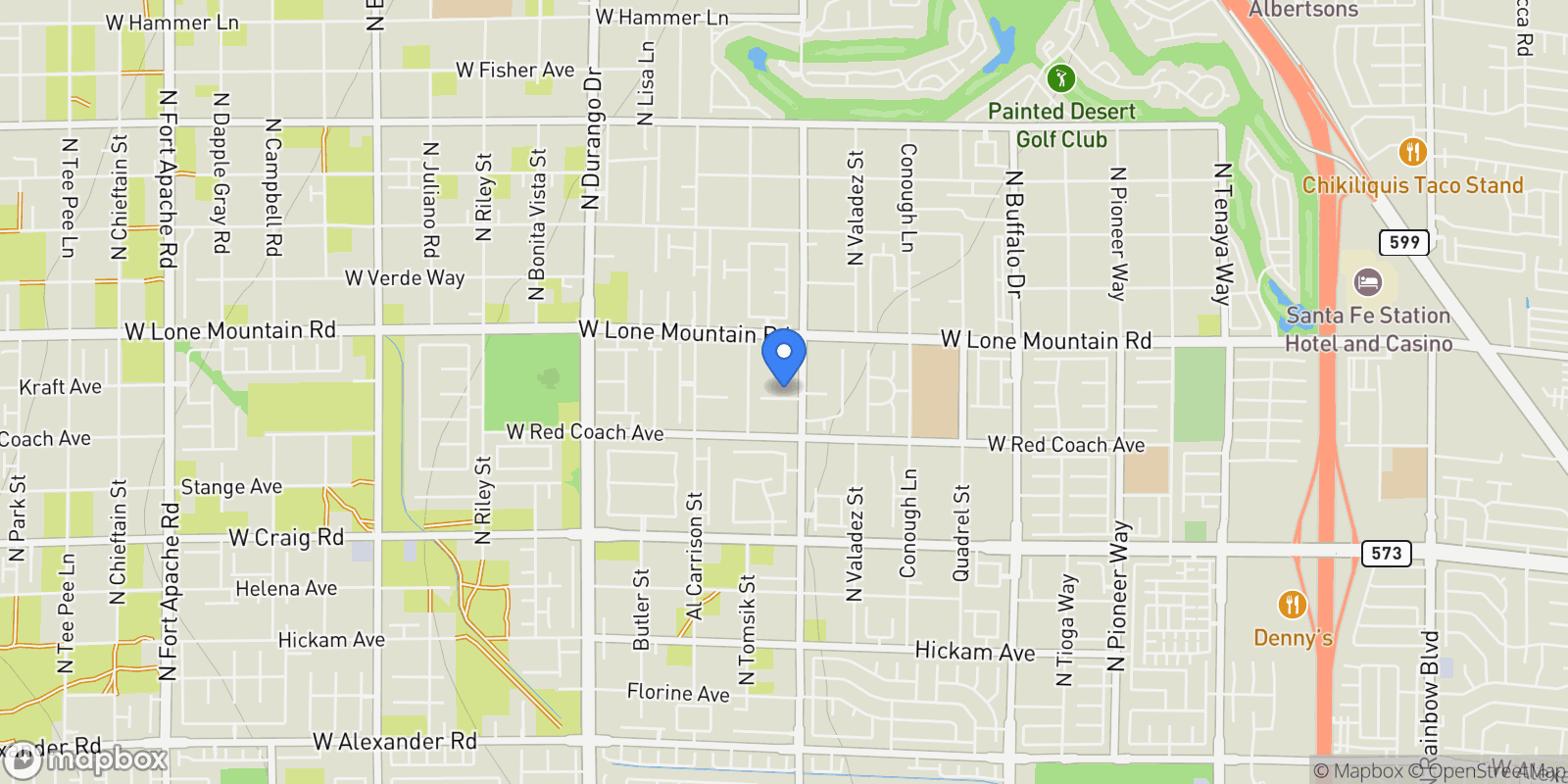 Map showing 8032 Springbuck Court, Las Vegas, Nevada, United States.