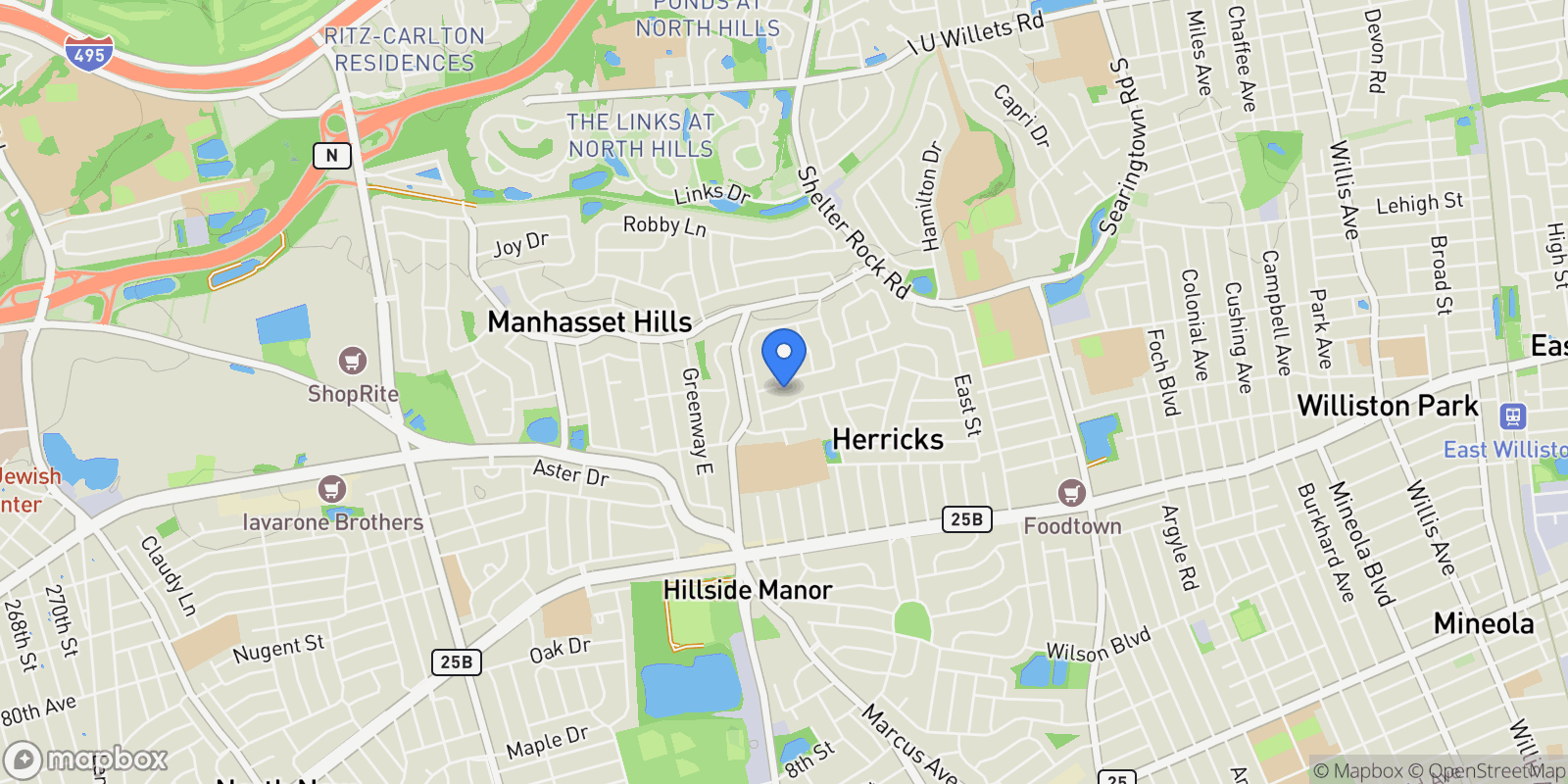 Map showing 216 Birch Drive, New Hyde Park, NY 11040, New Hyde Park, New York, United States.