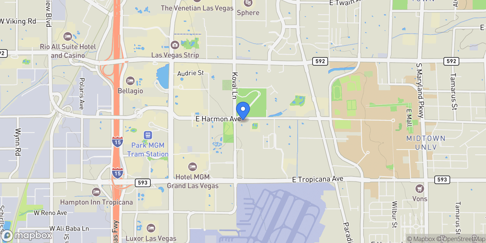 Map showing 205 E Harmon #406, Las Vegas, NV 89169, Las Vegas, Nevada, United States.