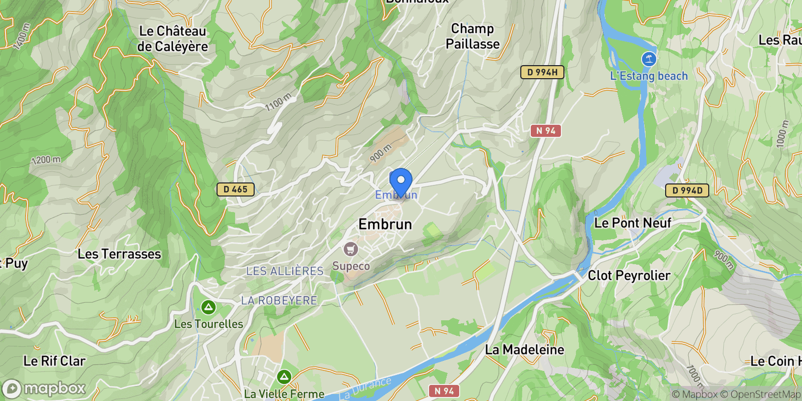 Map showing hautes alpes, Embrun, Ontario, Canada.