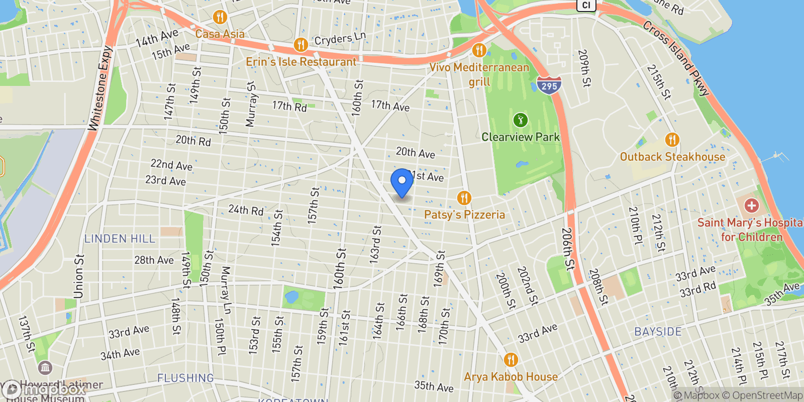 Map showing 163-45 23rd Avenue, Whitestone, NY 11357, New York, New York, United States.