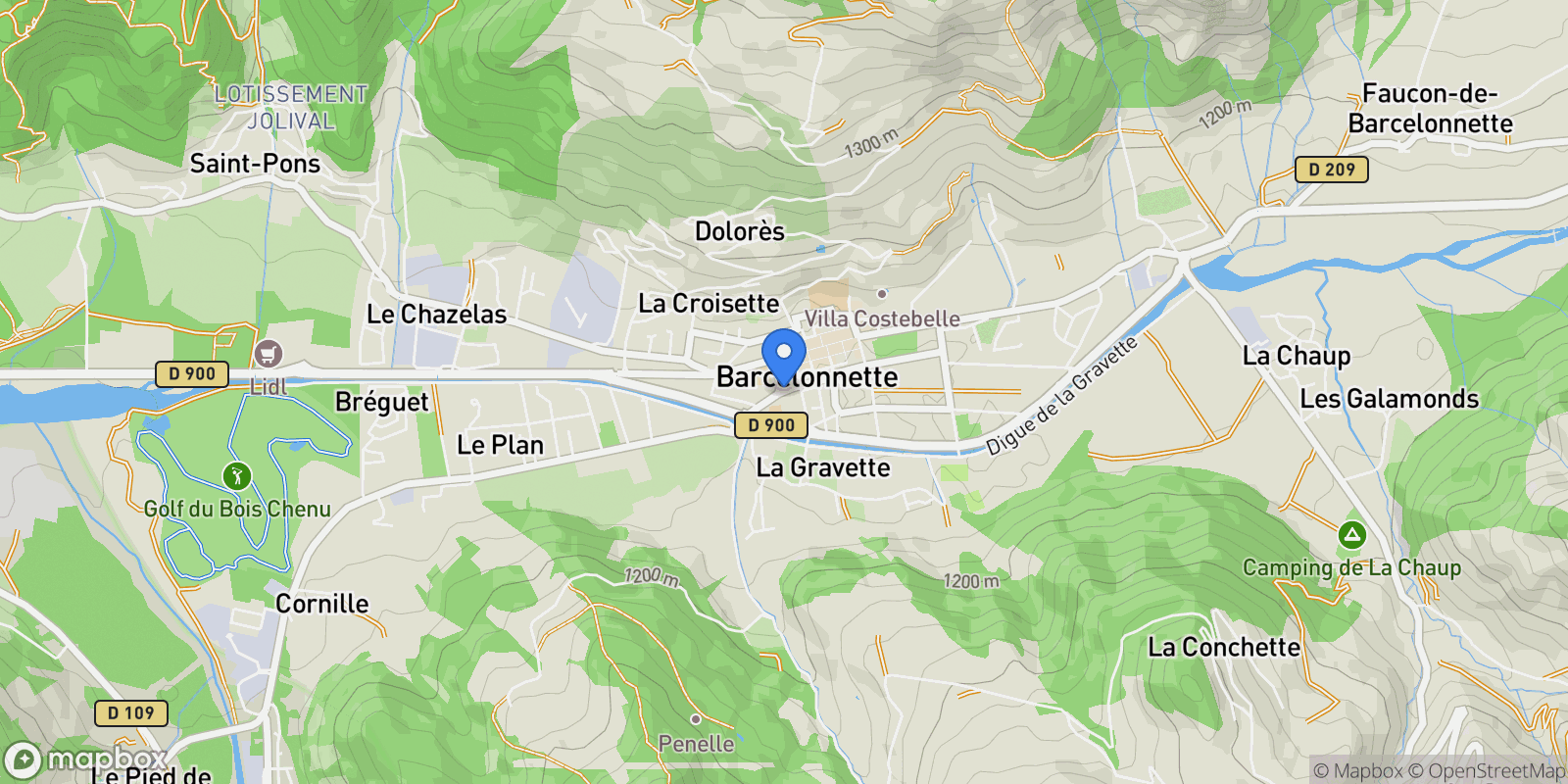 Map showing 0, Barcelonnette, Provence-Alpes-Côte d'Azur, France.
