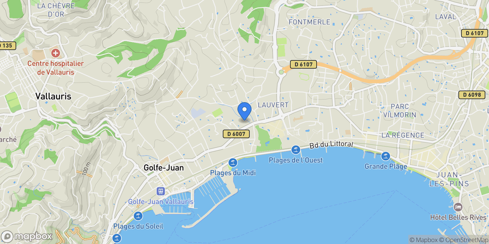 Map showing Antibes, Provence-Alpes-Côte d'Azur, France.