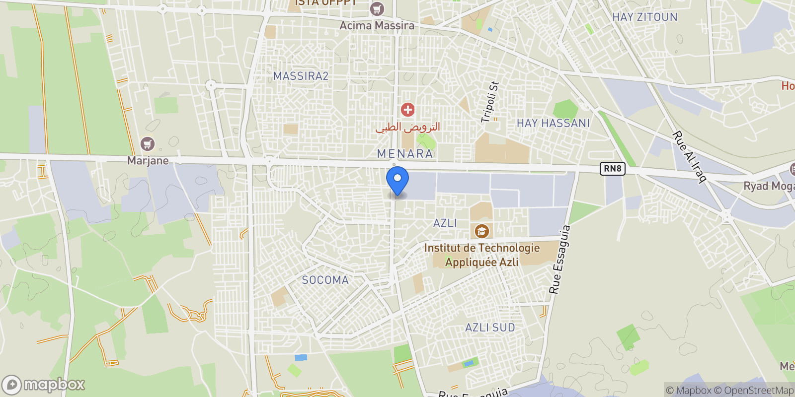 Map showing Menara, Marrakesh-Safi, Morocco.