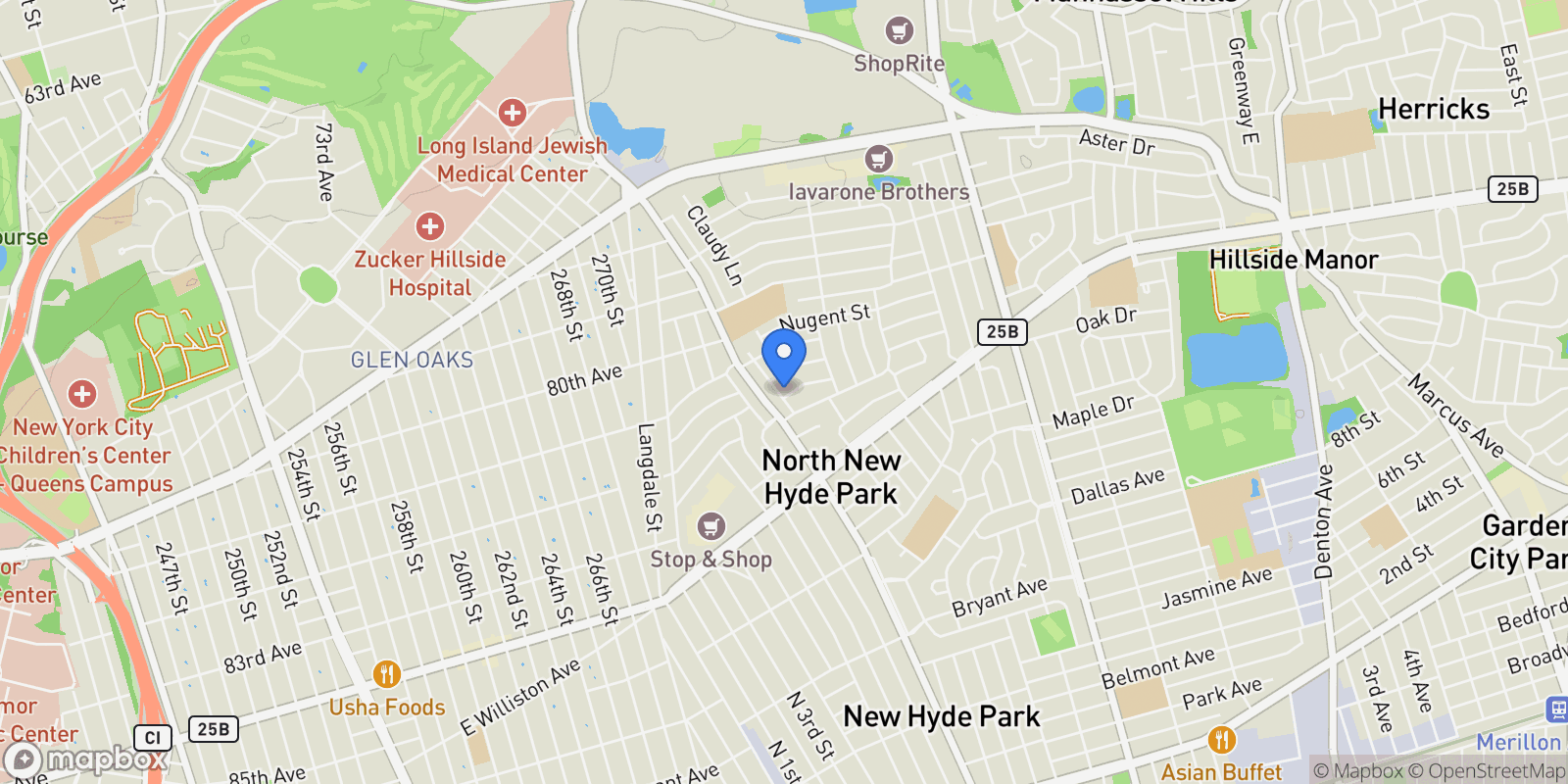 Map showing 18 Rose Lane, New Hyde Park, NY 11040, New Hyde Park, New York, United States.