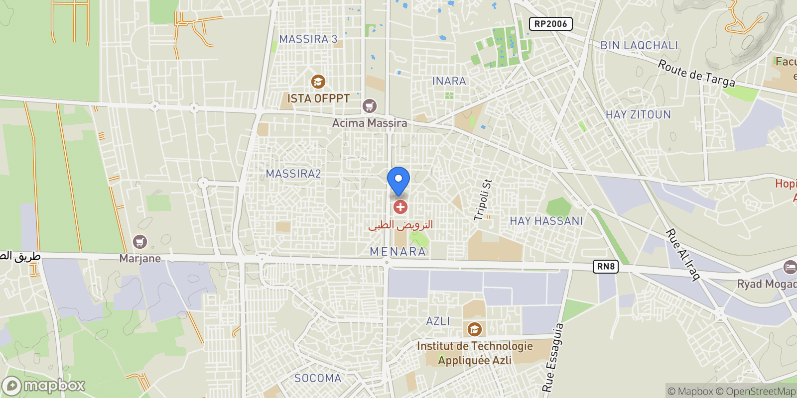 Map showing Menara, Marrakesh-Safi, Morocco.