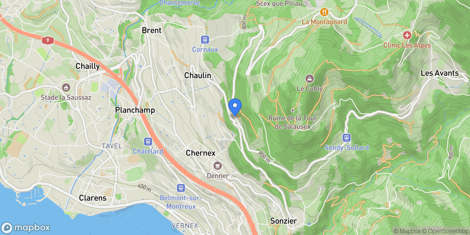 Map showing Montreux, Vaud, Switzerland.