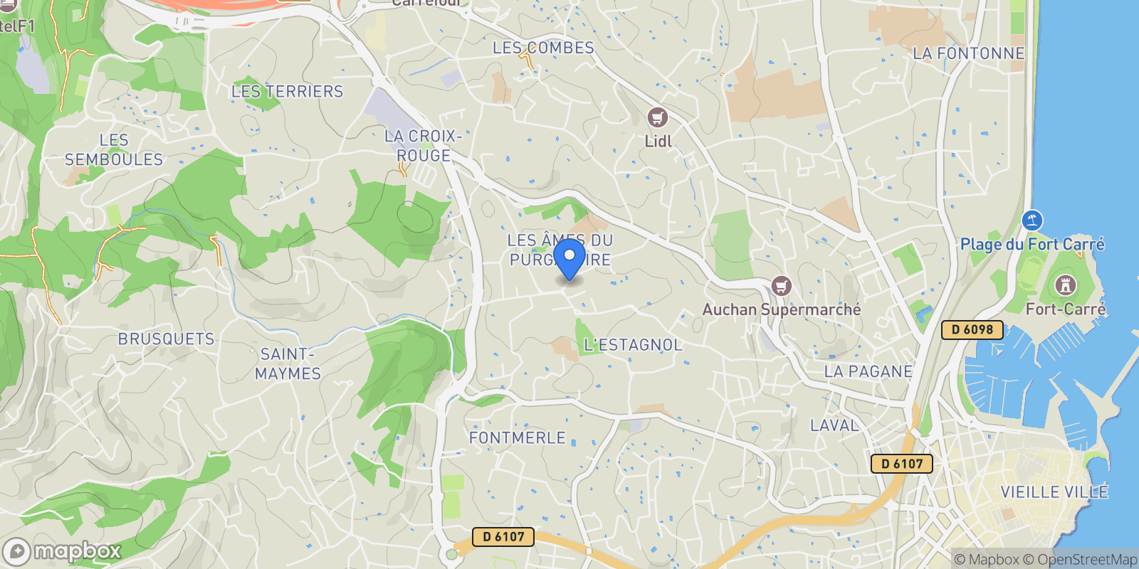 Map showing Antibes, Provence-Alpes-Côte d'Azur, France.