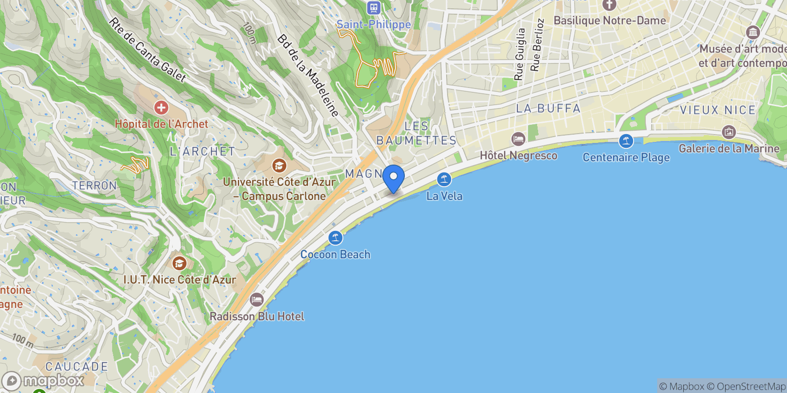 Map showing Nice, Provence-Alpes-Côte d'Azur, France.