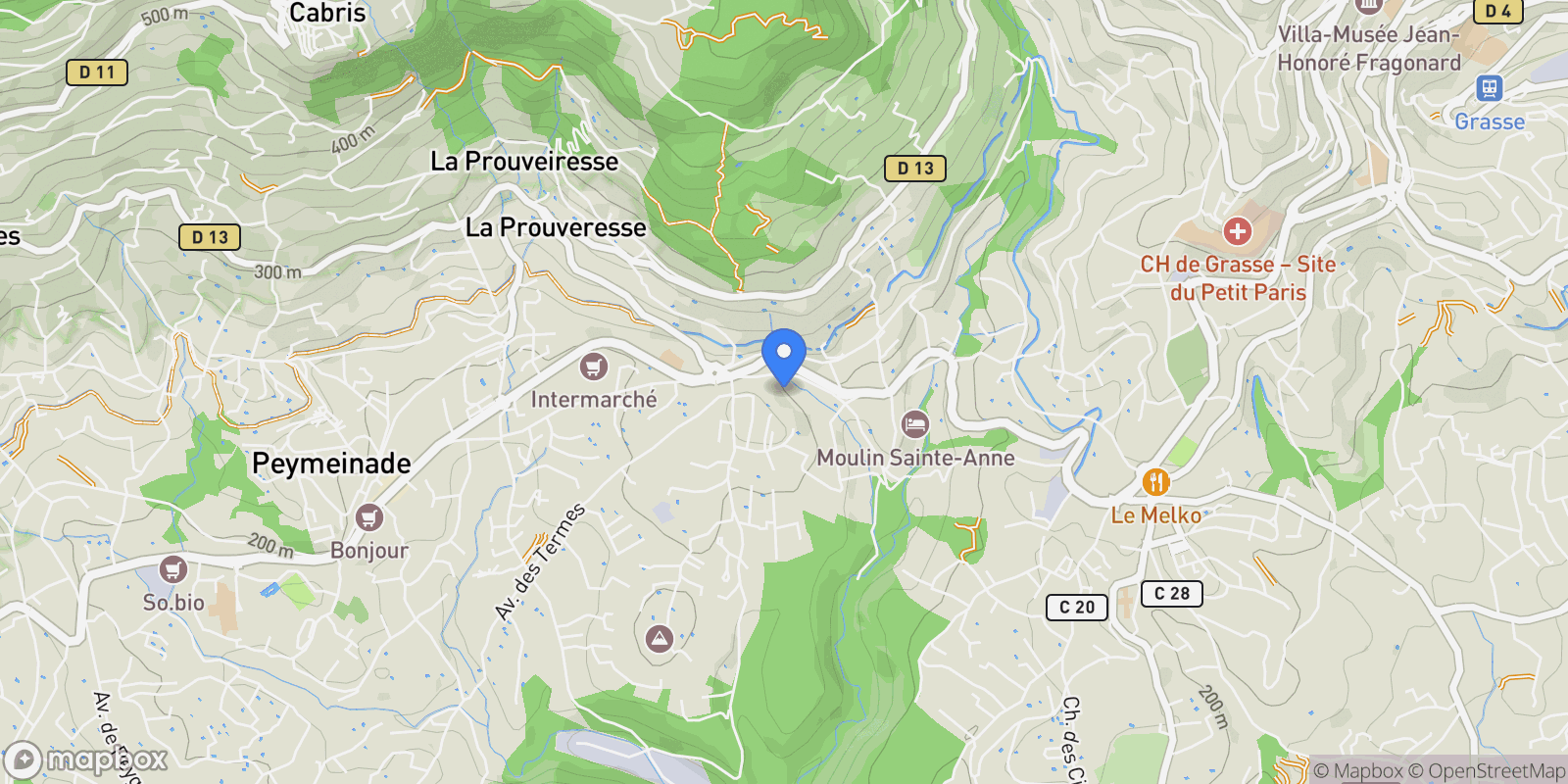 Map showing Grasse, Provence-Alpes-Côte d'Azur, France.