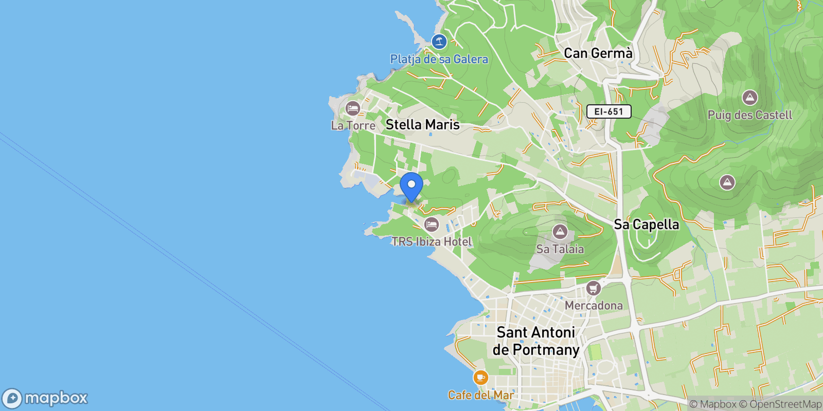 Map showing Ctra. de Cala Gració, 18, 07820 Sant Antoni de Portmany, Illes Balears, Spain, Sant Antoni de Portmany, Balearic Islands, Spain.