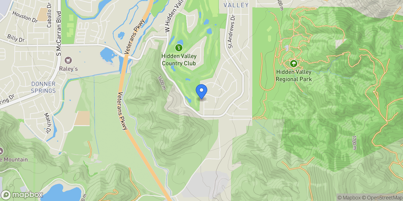 Map showing 5977 Hidden Highlands Drive, Reno, NV 89502, Reno, Nevada, United States.