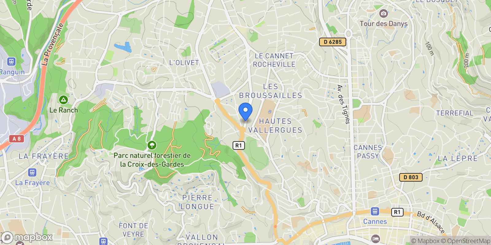 Map showing Cannes, Provence-Alpes-Côte d'Azur, France.