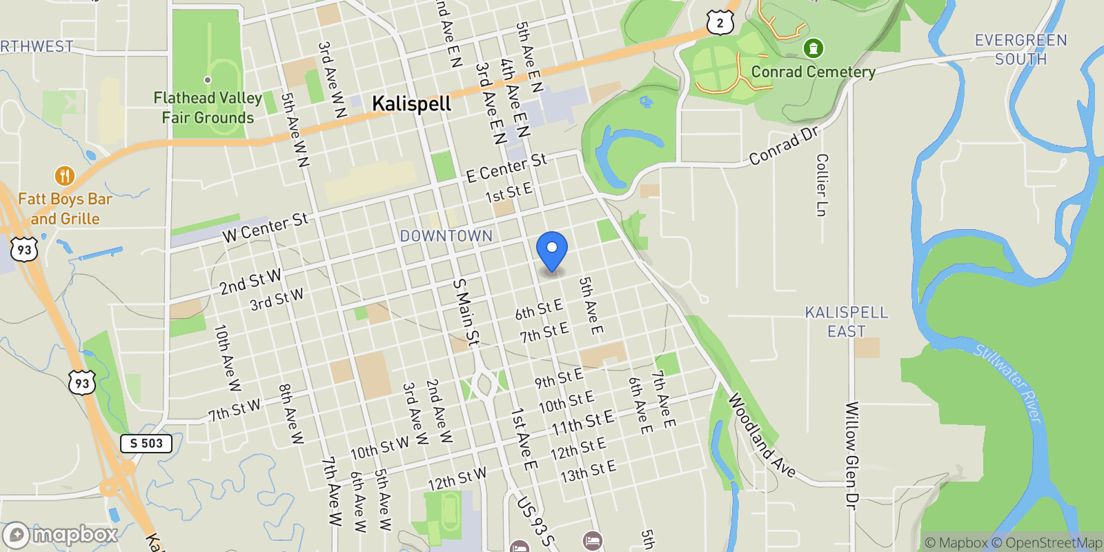 Map showing 442 4th Avenue E, Kalispell, MT 59901, Kalispell, Montana, United States.