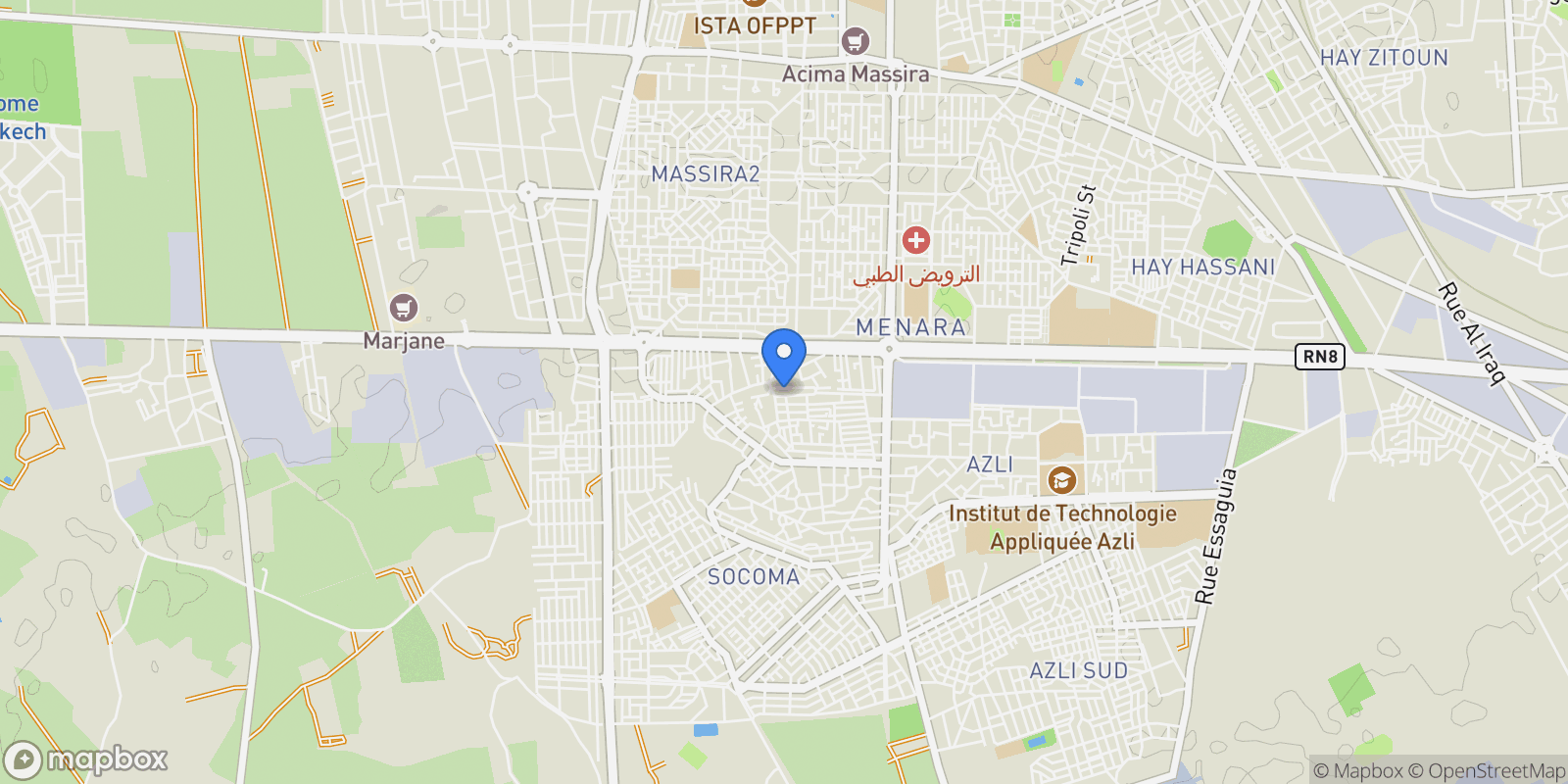 Map showing Menara, Marrakesh-Safi, Morocco.