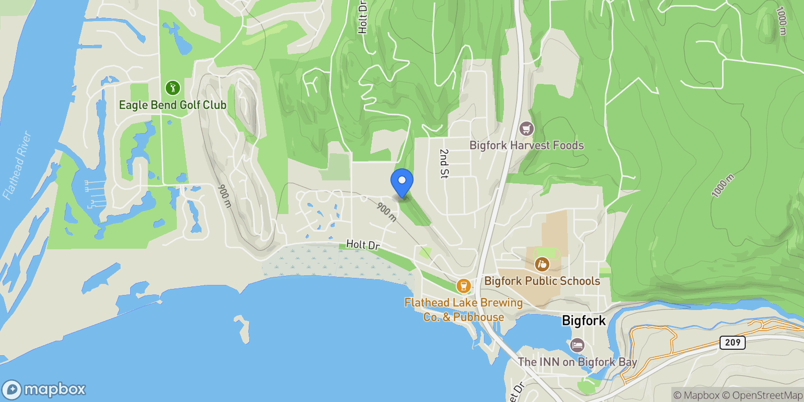 Map showing 1067 Boat Club Drive, Bigfork, MT 59911, Bigfork, Montana, United States.