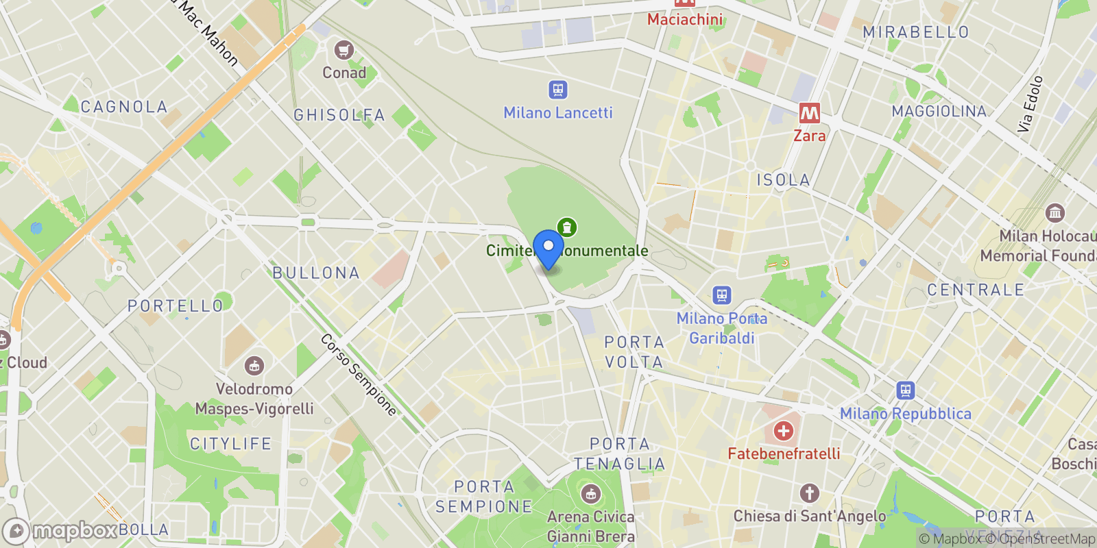 Map showing Via Tellini, Milan, Lombardy, Italy.