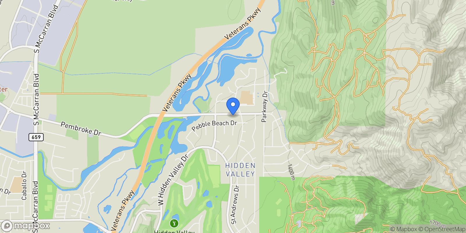 Map showing 7050 Pembroke Drive, Reno, NV 89502, Reno, Nevada, United States.