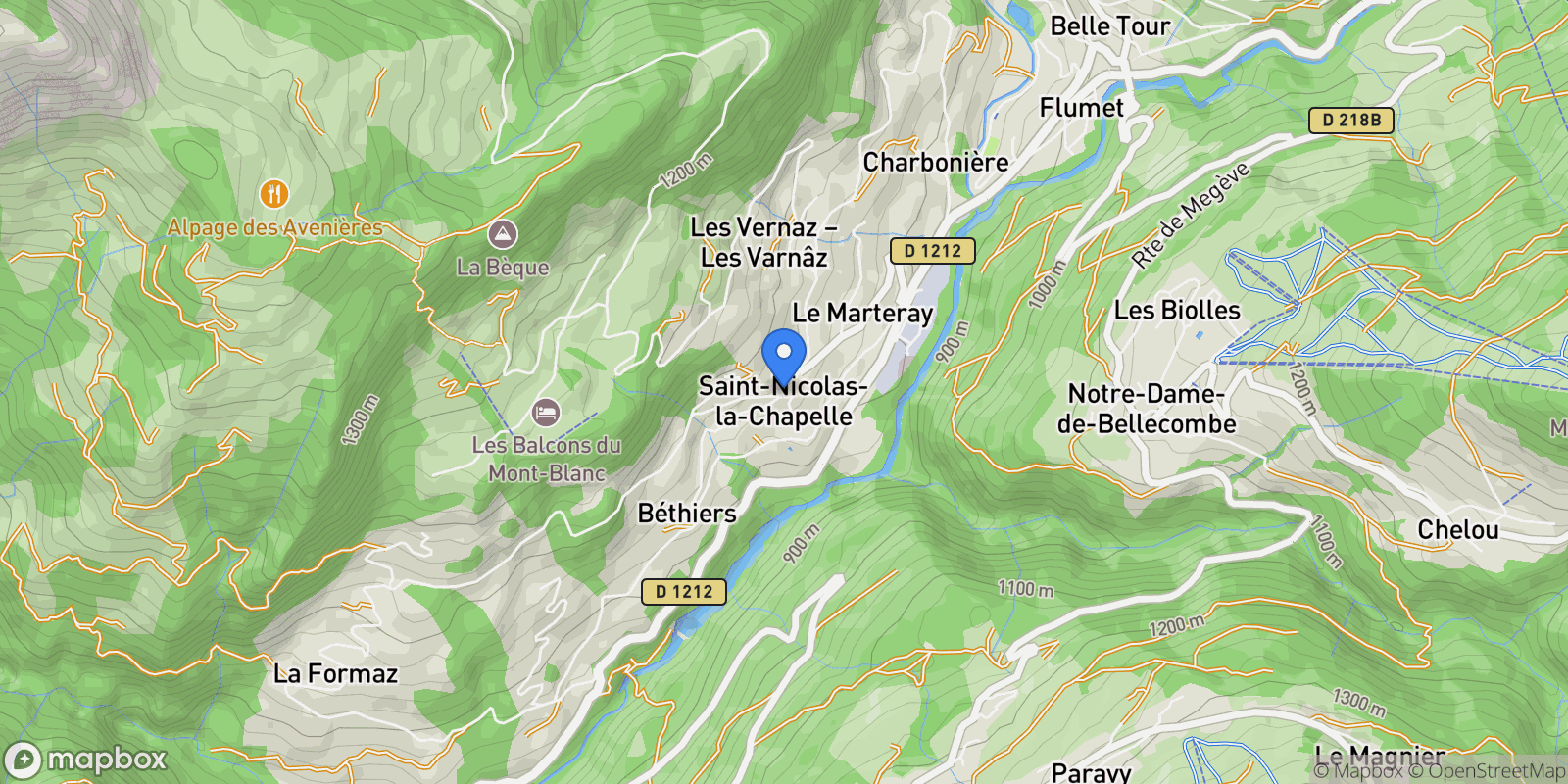 Map showing Saint-Nicolas-la-Chapelle, Auvergne-Rhône-Alpes, France.