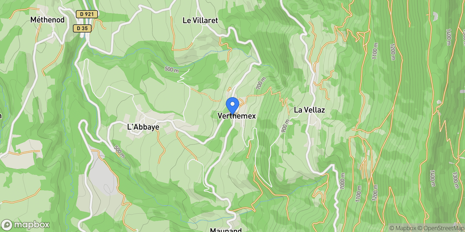 Map showing Verthemex, Auvergne-Rhône-Alpes, France.