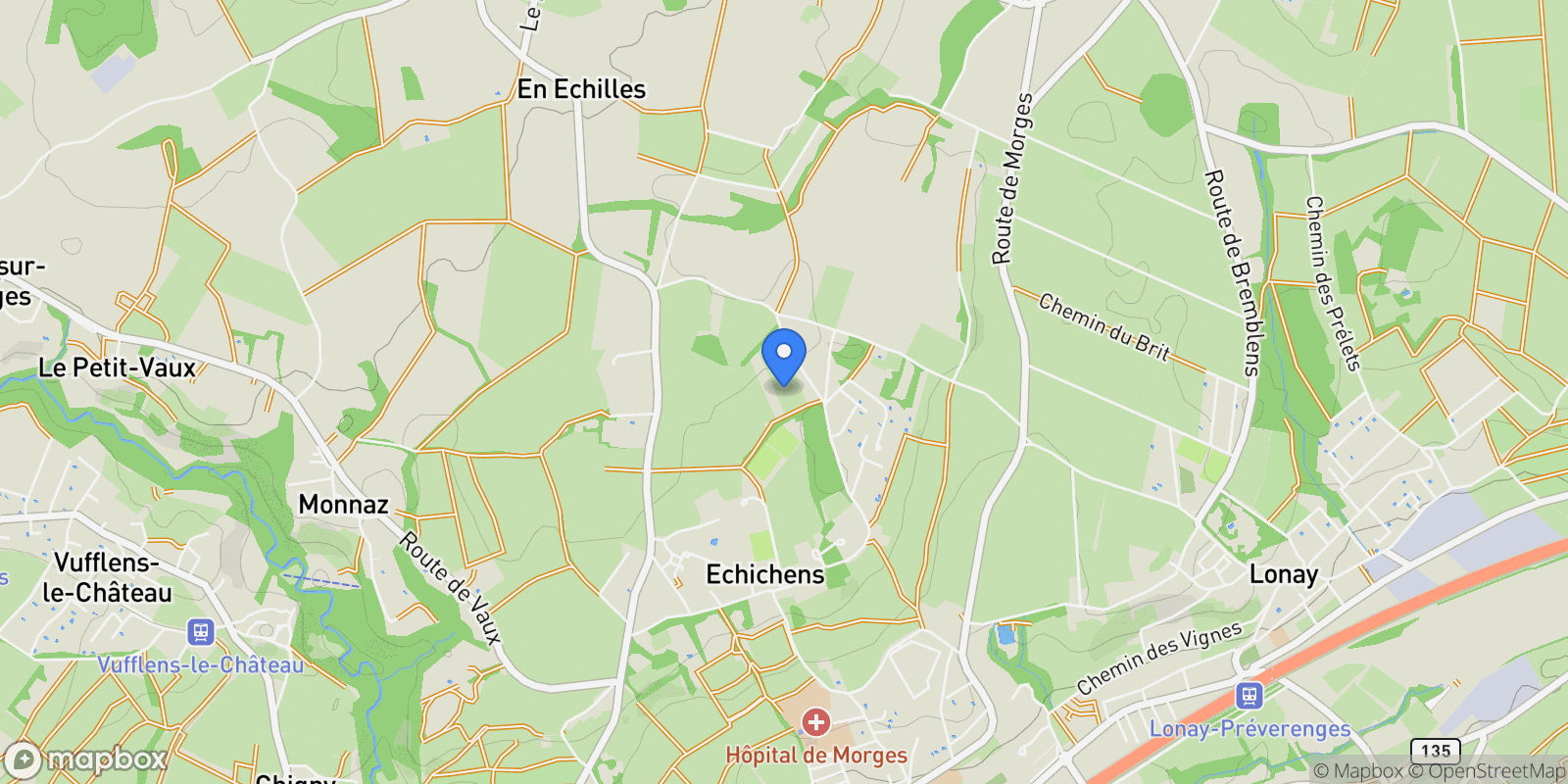 Map showing Échichens, Vaud, Switzerland.