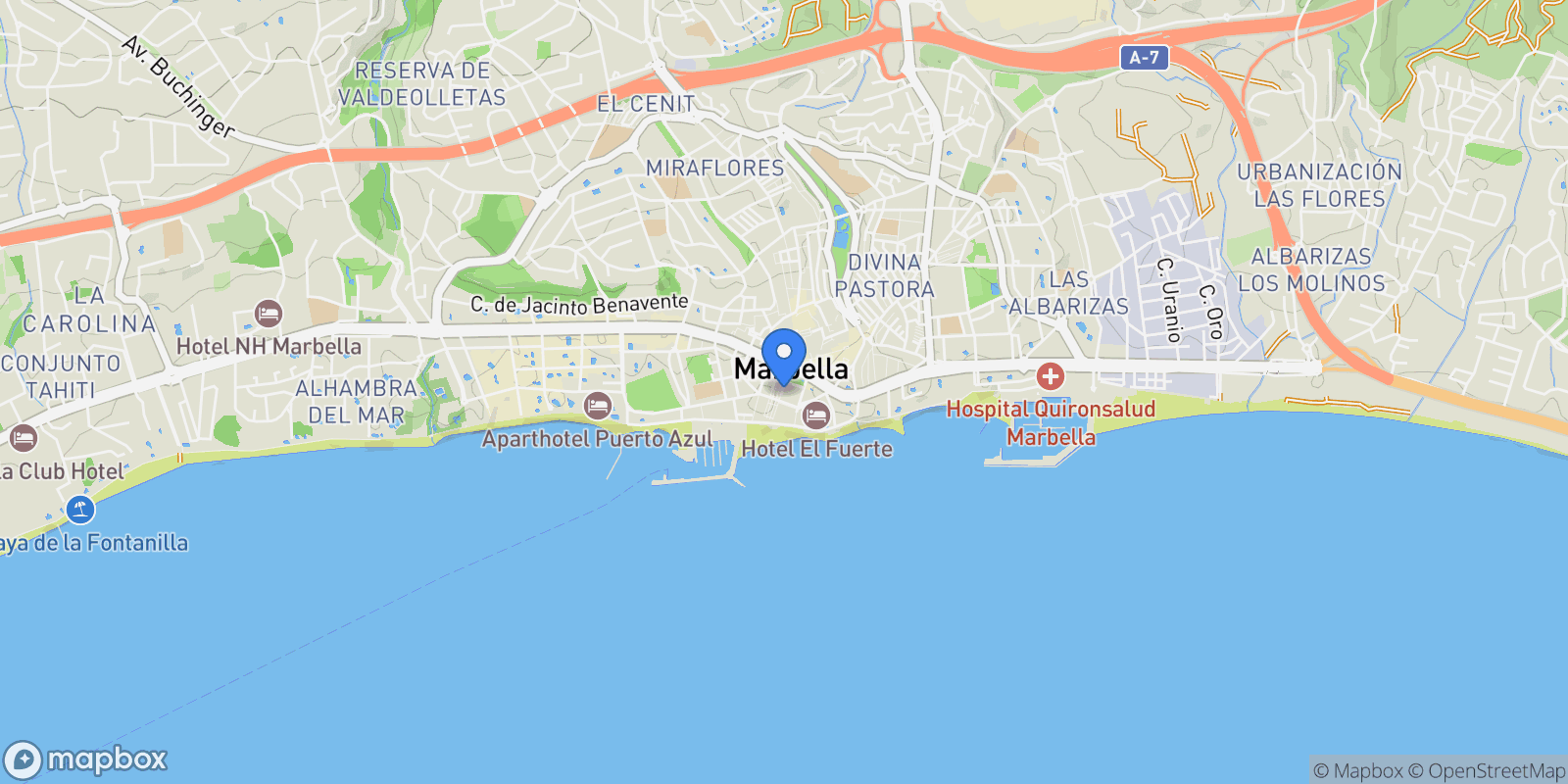 Map showing Milla de Oro, Marbella, Málaga, Marbella, Marbella, Andalusia, Spain.