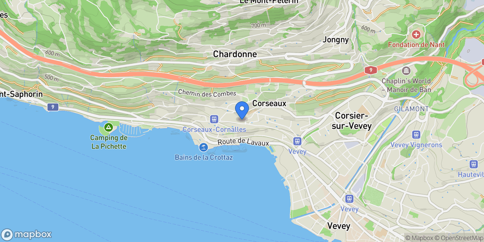 Map showing Corseaux, Vaud, Switzerland.