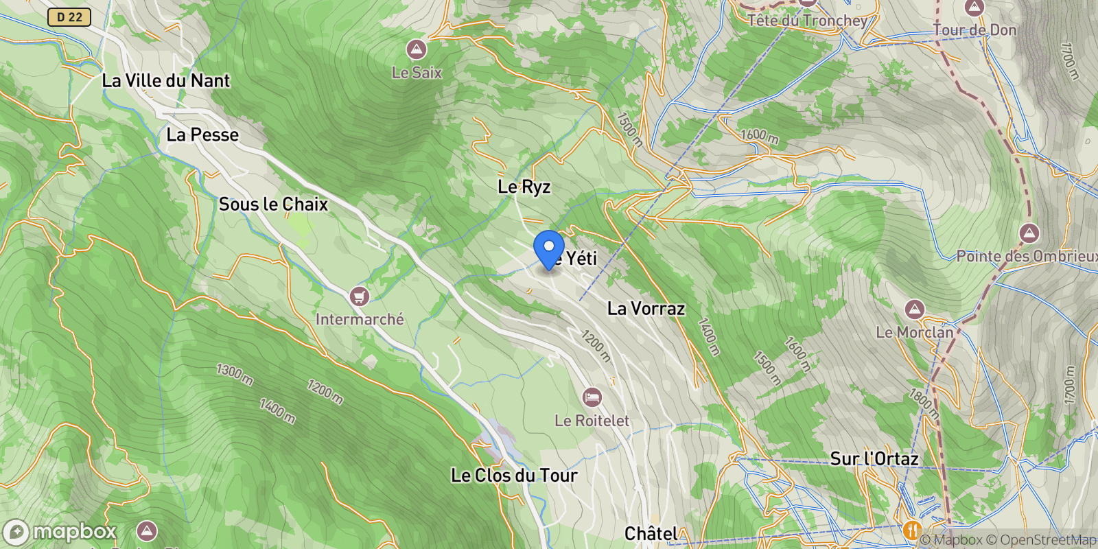 Map showing Châtel, Auvergne-Rhône-Alpes, France.