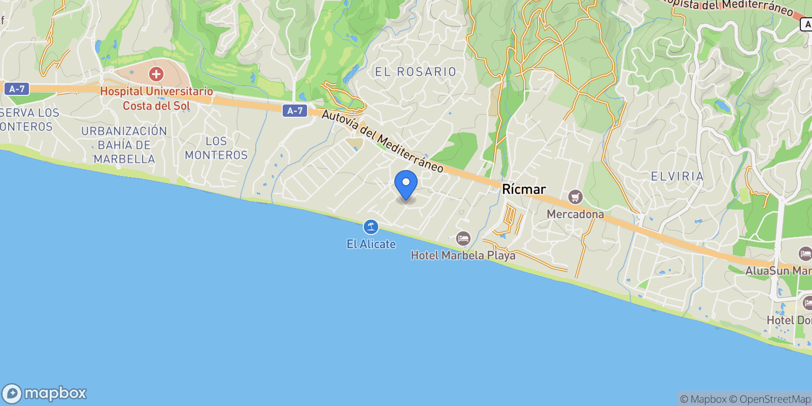 Map showing Marbella, Málaga, Marbella, Marbella, Andalusia, Spain.
