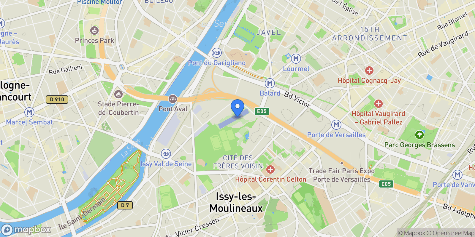 Map showing Paris, Île-de-France, France.