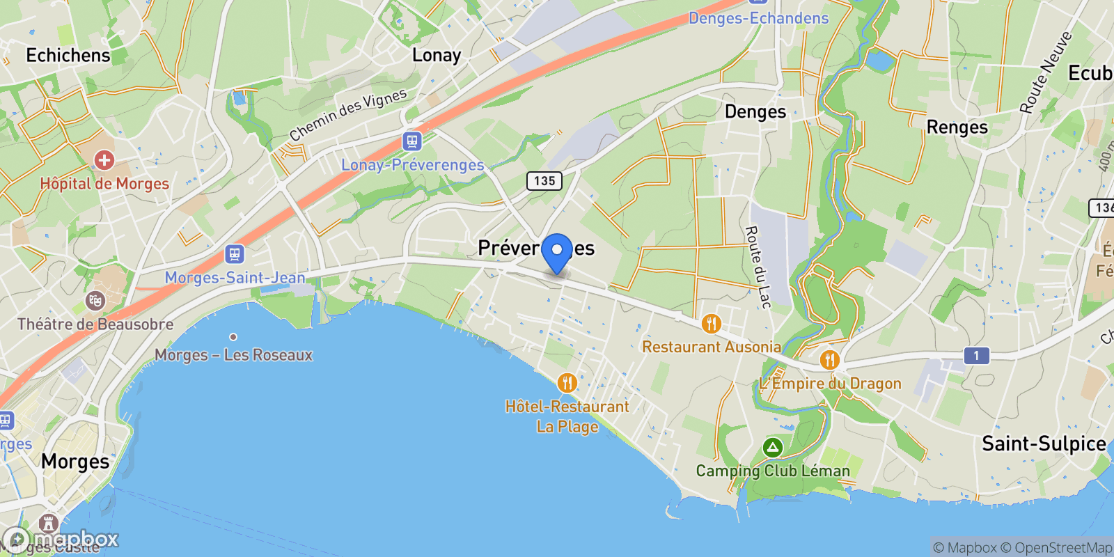 Map showing Préverenges, Vaud, Switzerland.
