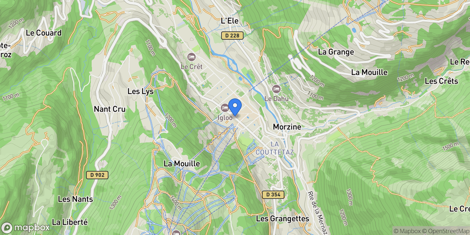 Map showing 848 Avenue de joux plane, Morzine, Auvergne-Rhône-Alpes, France.