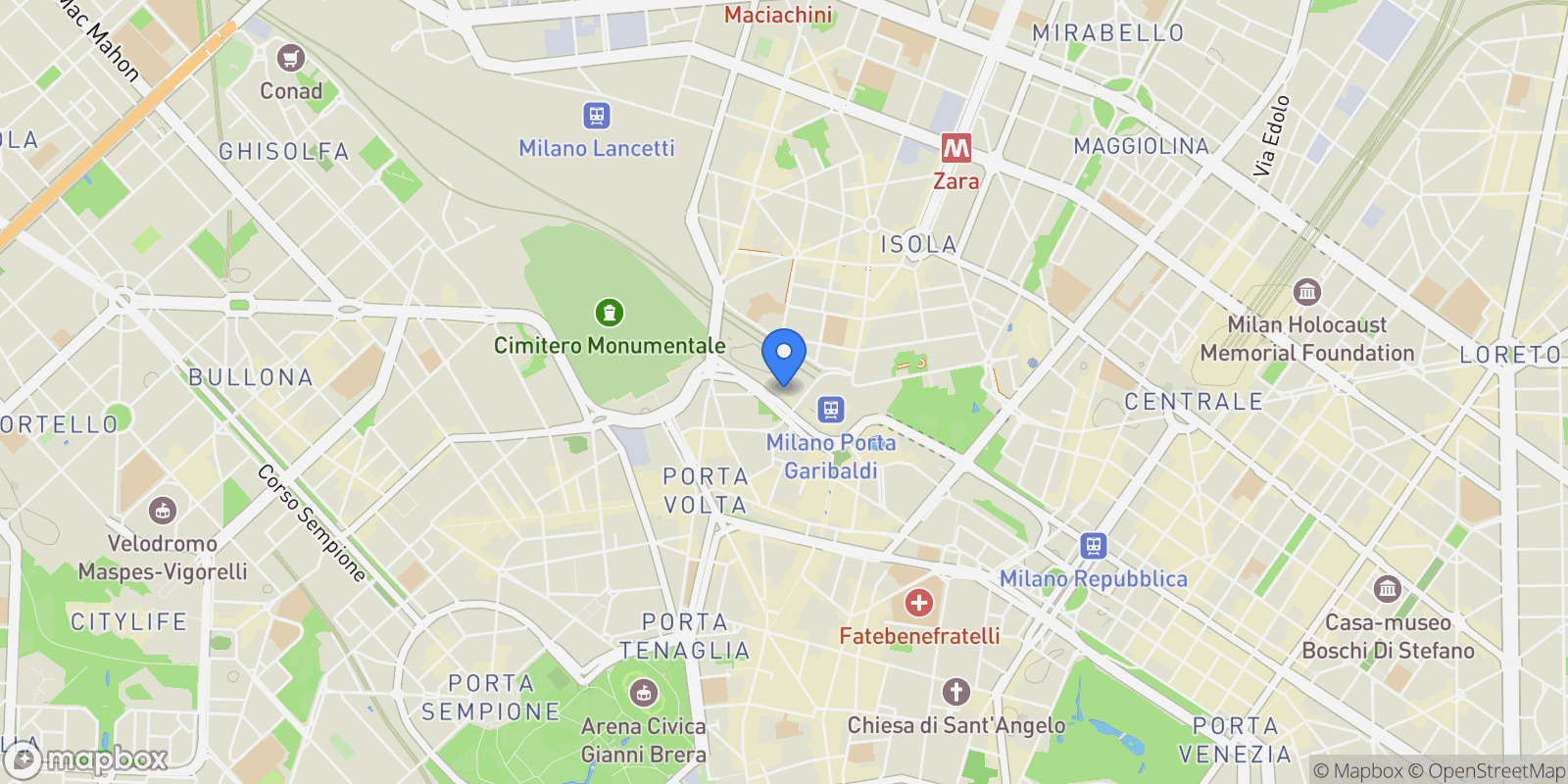 Map showing Via Cola Montano, Milan, Lombardy, Italy.