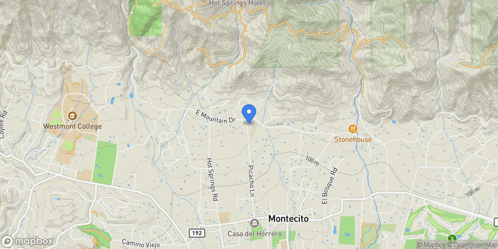 Map showing 880 Picacho Lane, Montecito, CA 93108, Montecito, California, United States.